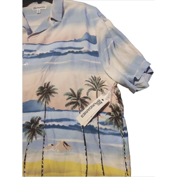 No Boundaries Men’s XL Hawaiian Rayon Shirt Palm Tree Beach Short Sleeve - Picture 4 of 9